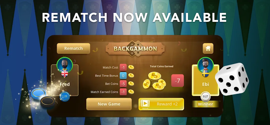 Backgammon Classic + Online  [МОД Много денег] Screenshot 1