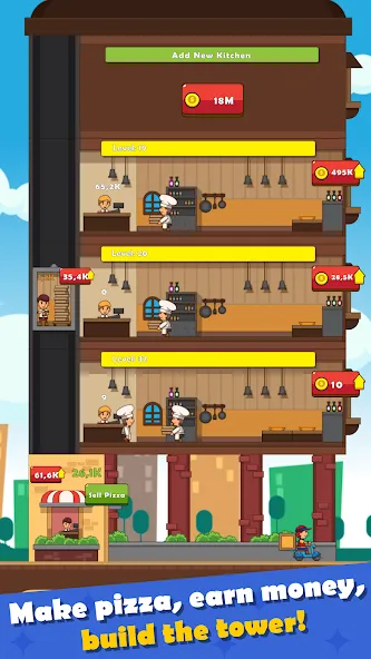 Pizza Tower: Idle Tycoon (Пицца Тауэр)  [МОД Много монет] Screenshot 2