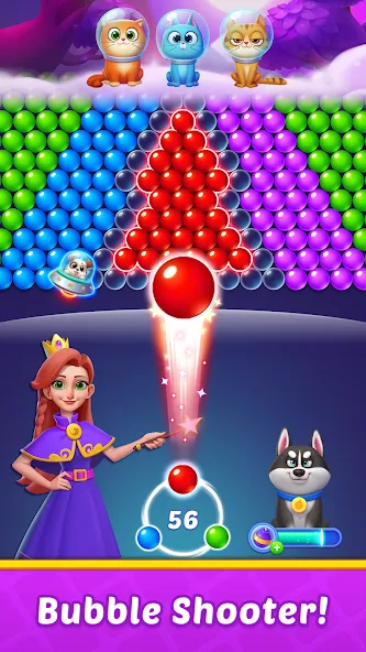 Bubble Shooter Kingdom  [МОД Бесконечные монеты] Screenshot 2