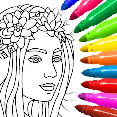 Взломанная Coloring for girls and women  [МОД Unlimited Money] - последняя версия apk на Андроид