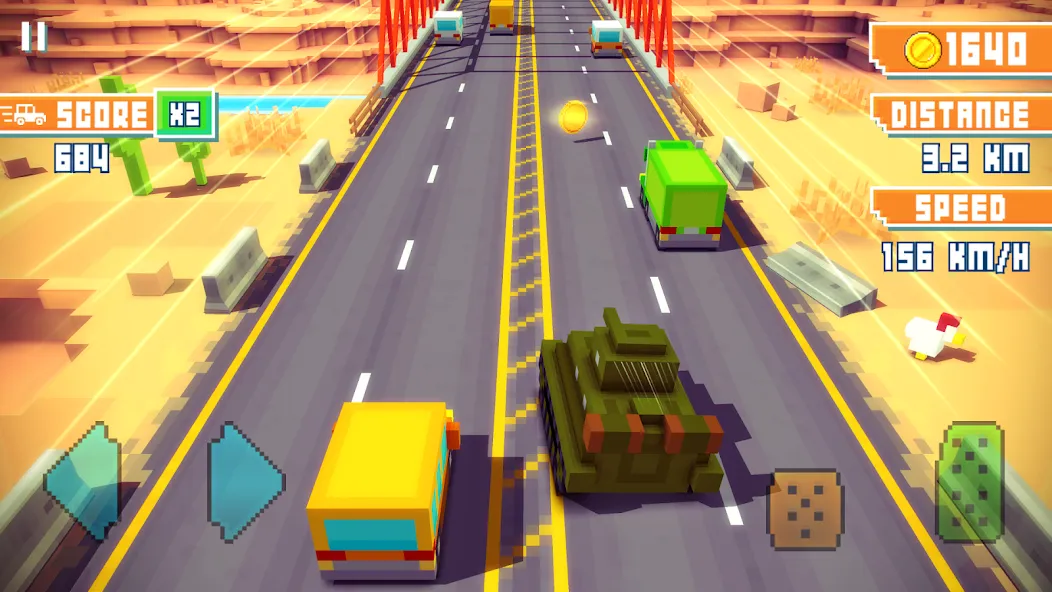 Blocky Highway: Traffic Racing (Блоки Хайвей)  [МОД Меню] Screenshot 1