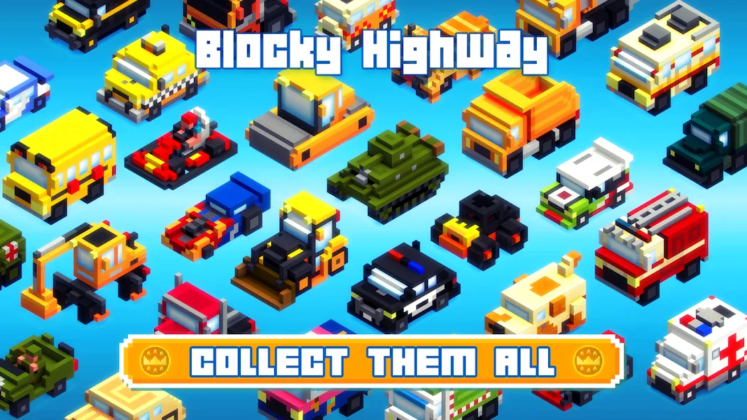 Blocky Highway: Traffic Racing (Блоки Хайвей)  [МОД Меню] Screenshot 3