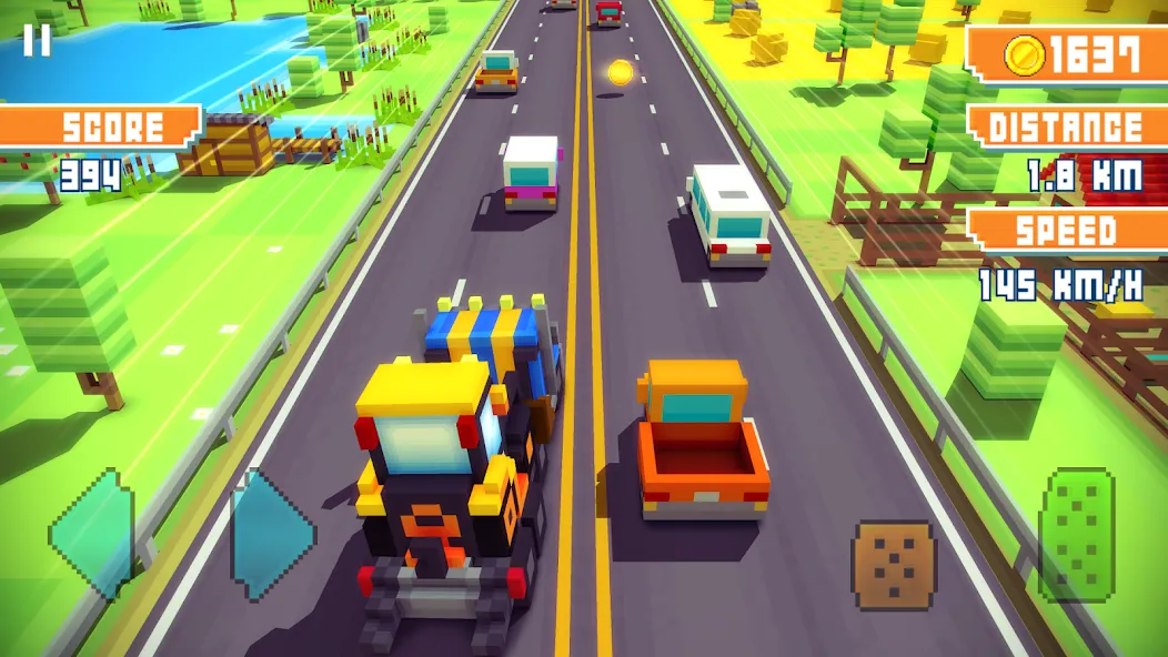 Blocky Highway: Traffic Racing (Блоки Хайвей)  [МОД Меню] Screenshot 4