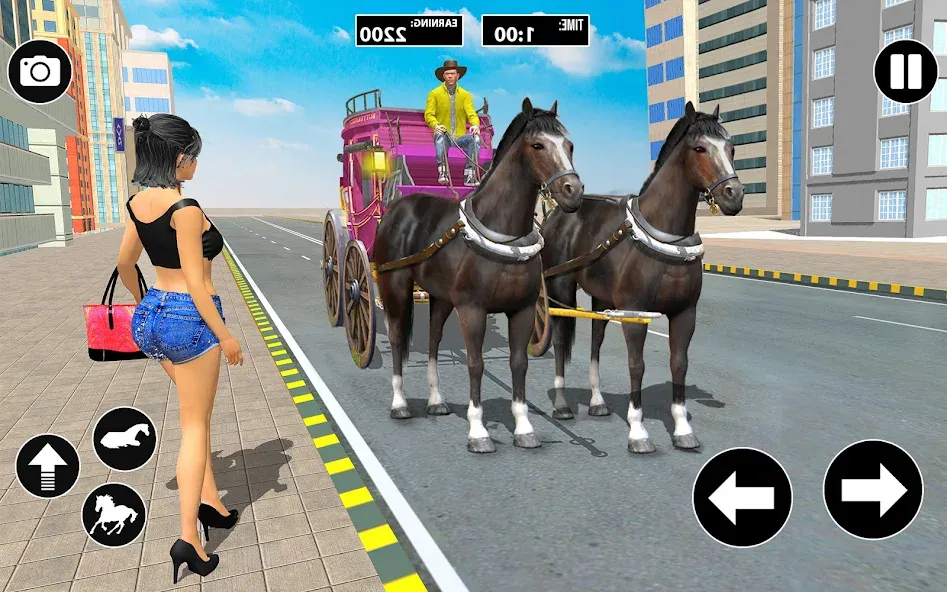 Horse Cart Taxi Transport Game  [МОД Бесконечные монеты] Screenshot 1