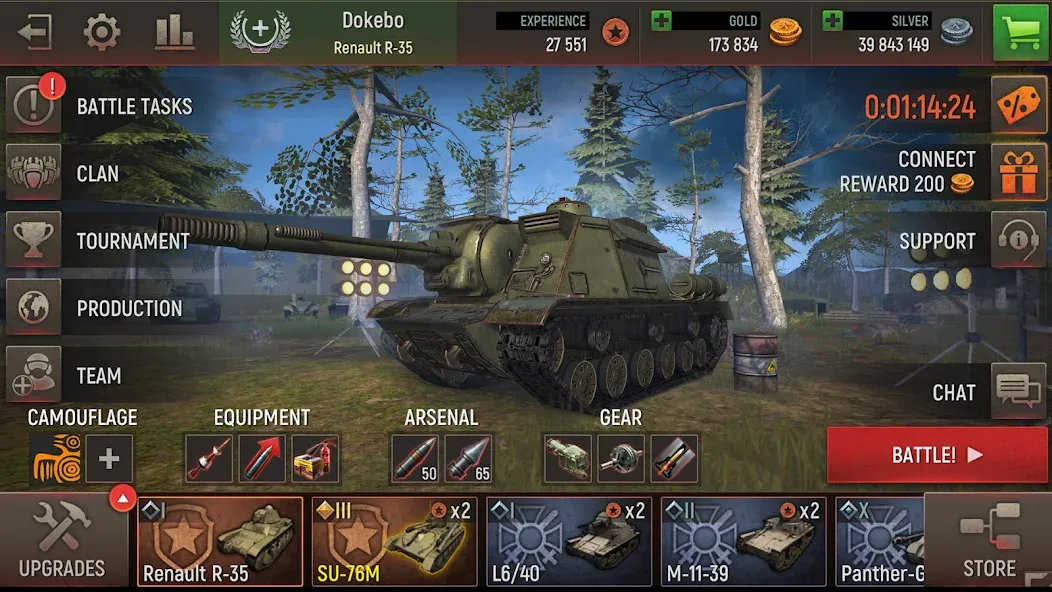 Battle Tanks: Tank Games WW2 (Бэтл Тэнкс)  [МОД Бесконечные монеты] Screenshot 4