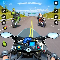 Взломанная Moto Traffic Bike Race Game 3d (Мото Трафик Байк Рейс Гейм 3д)  [МОД Все открыто] - последняя версия apk на Андроид