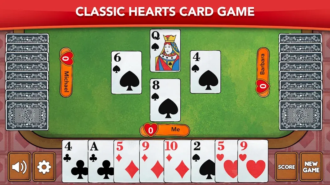 Hearts - Card Game Classic (Хартс)  [МОД Много монет] Screenshot 1