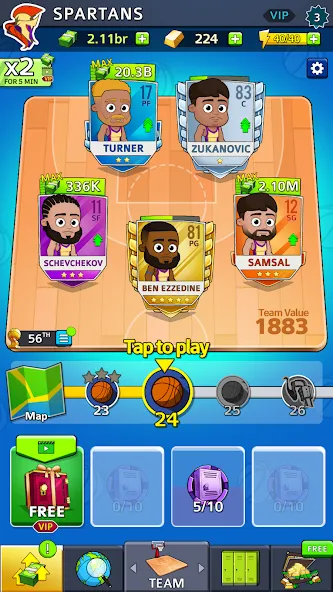 Idle Five Basketball tycoon (Айдл Файв Баскетбольный тайкун)  [МОД Много денег] Screenshot 3