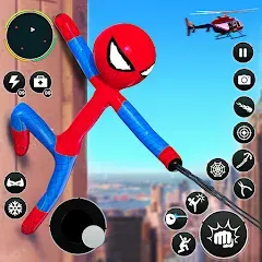 Скачать взлом Flying Stickman Rope Hero Game  [МОД Бесконечные деньги] - стабильная версия apk на Андроид