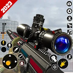 Взломанная Sniper Gun Shooting game (ИГИ Снайпер Оружие Стрелялки Игры)  [МОД Много монет] - стабильная версия apk на Андроид