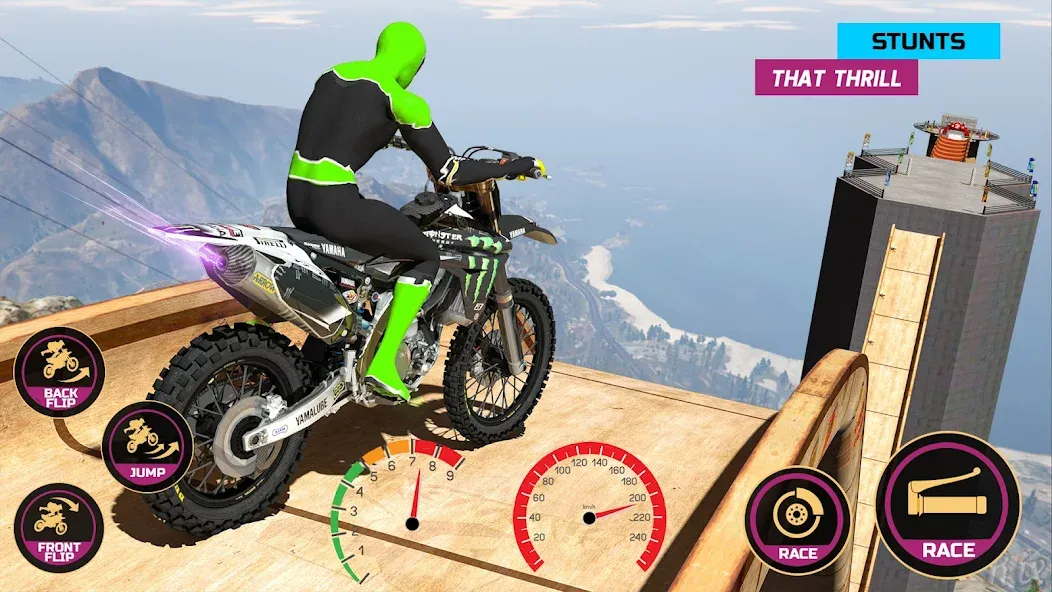 Racing Bike Stunt Games Master (Гонки на мотоциклах Мастер игр в трюки)  [МОД Меню] Screenshot 2