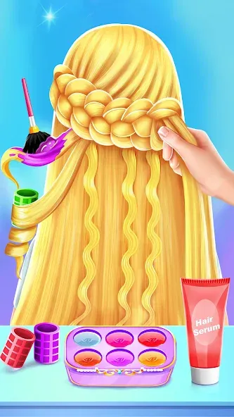 Braided Hair Salon Girls Games  [МОД Бесконечные монеты] Screenshot 2