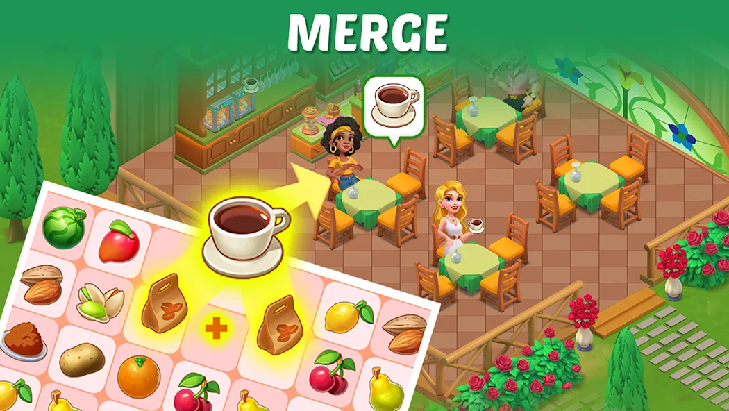 Merge Cooking:Theme Restaurant  [МОД Много денег] Screenshot 3