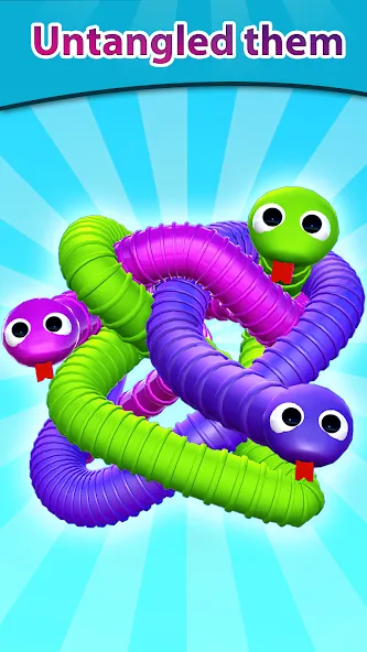 Tangled Snakes Puzzle Game (Танглед Снейк 3Д)  [МОД Много монет] Screenshot 1