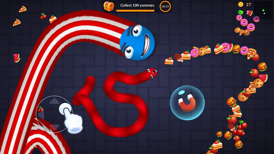 Snake vs Worms: Fun .io Zone  [МОД Unlocked] Screenshot 3