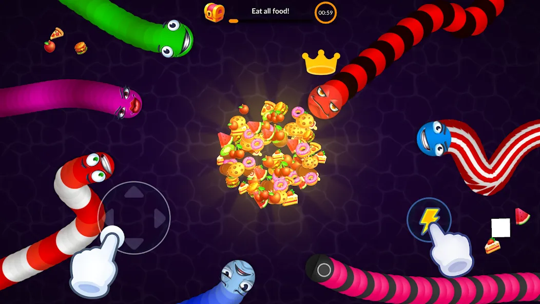 Snake vs Worms: Fun .io Zone  [МОД Unlocked] Screenshot 4