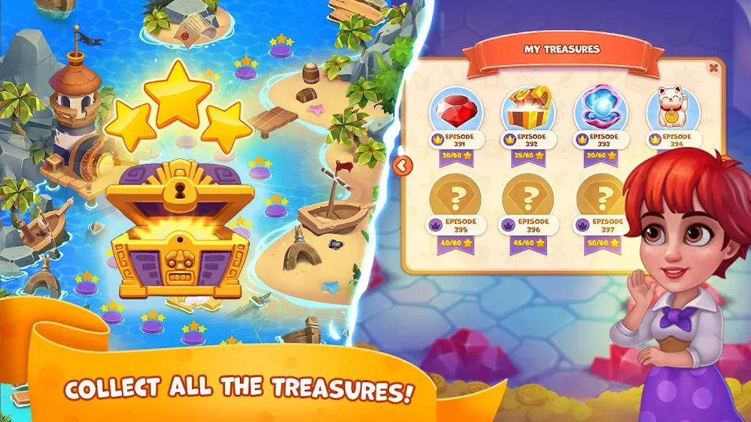 Pirate Treasures: Jewel & Gems  [МОД Бесконечные монеты] Screenshot 4