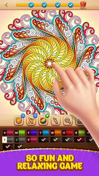 Cross Stitch Coloring Mandala (Кроссстиль раскрашивание мандала)  [МОД Все открыто] Screenshot 3