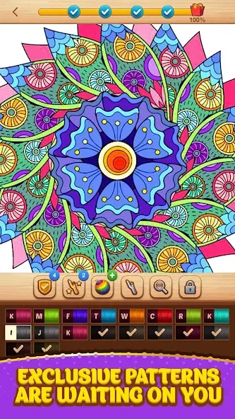 Cross Stitch Coloring Mandala (Кроссстиль раскрашивание мандала)  [МОД Все открыто] Screenshot 4