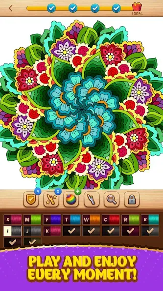 Cross Stitch Coloring Mandala (Кроссстиль раскрашивание мандала)  [МОД Все открыто] Screenshot 5