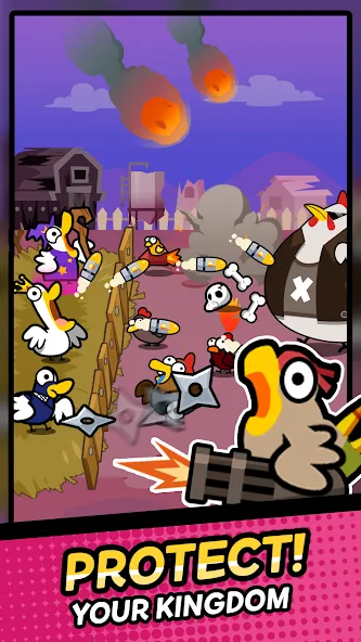 Duck vs Chicken : Idle Defense (Дак против Чикен)  [МОД Много монет] Screenshot 1