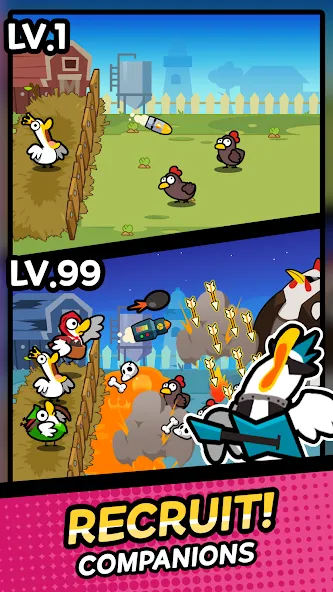 Duck vs Chicken : Idle Defense (Дак против Чикен)  [МОД Много монет] Screenshot 2