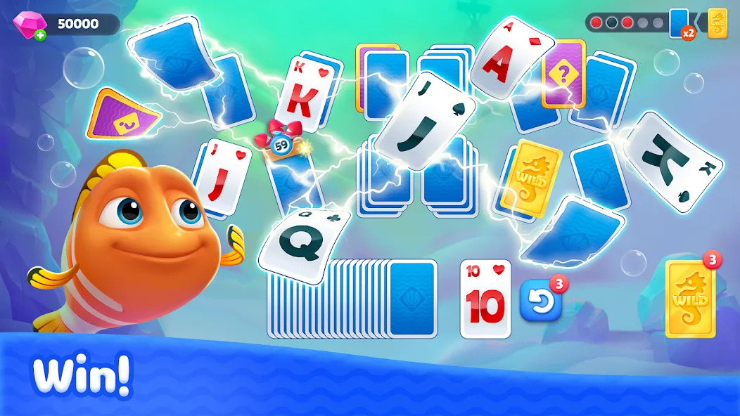 Fishdom Solitaire (Фишдом Солитер)  [МОД Бесконечные монеты] Screenshot 3