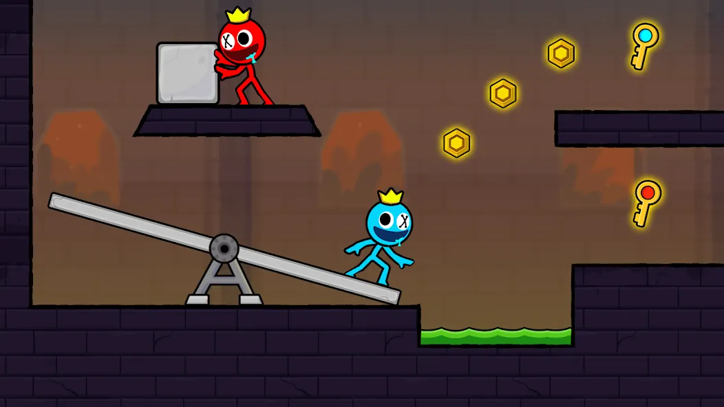 Red and Blue Stickman 2024 (Ред энд Блу Стикмен 2)  [МОД Много монет] Screenshot 2