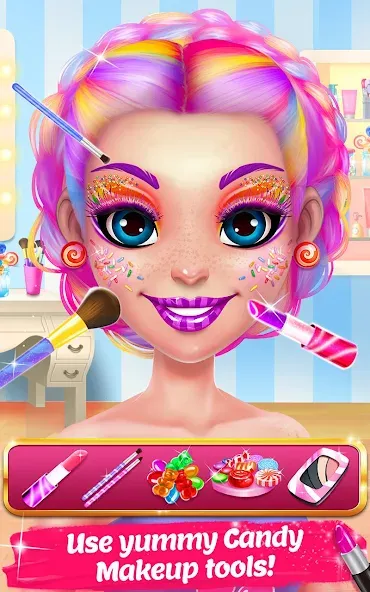 Candy Makeup Beauty Game  [МОД Бесконечные деньги] Screenshot 2