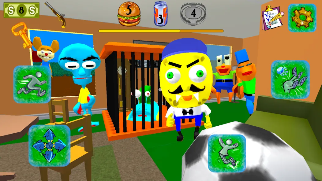 Sponge Neighbor Escape 3D (Спонж Сосед Побег 3D)  [МОД Все открыто] Screenshot 2