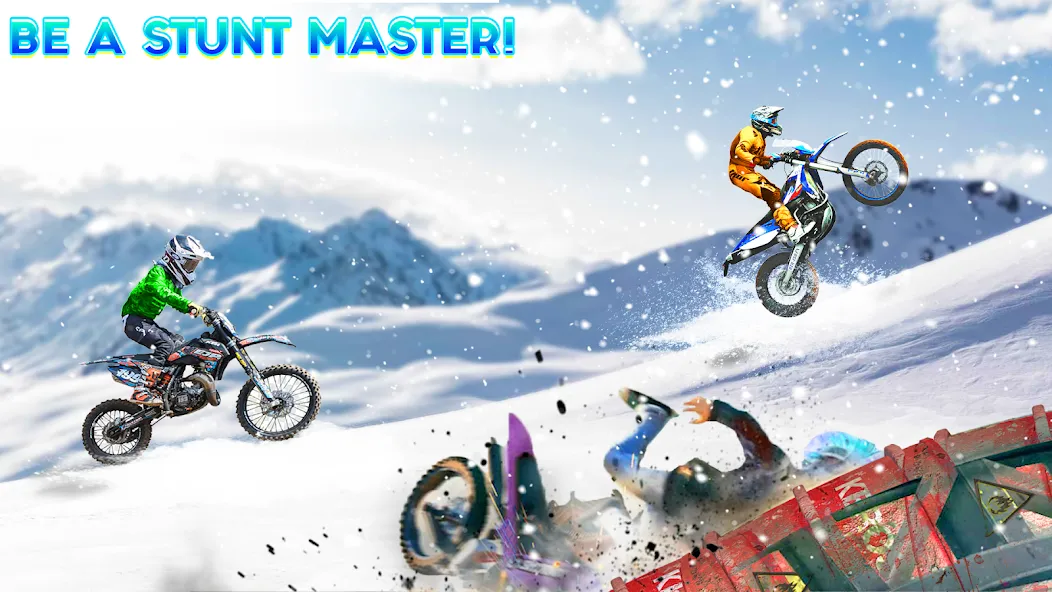 Snow Tricky Bike Stunt Race 3D  [МОД Все открыто] Screenshot 3