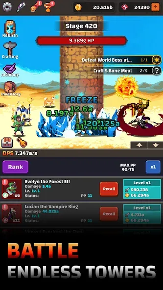 Tower Quest: Pixel Idle RPG (тауэр квест)  [МОД Бесконечные деньги] Screenshot 1