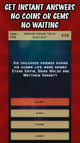 Vampire Diaries Quiz Trivia (Вампирские дневники викторина виктрия)  [МОД Mega Pack] Screenshot 3