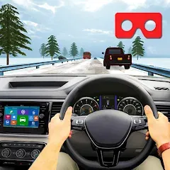 Взломанная VR Traffic Racing In Car Drive (ВР Трафик Гонки на Автомобиле Вождения)  [МОД Unlimited Money] - стабильная версия apk на Андроид