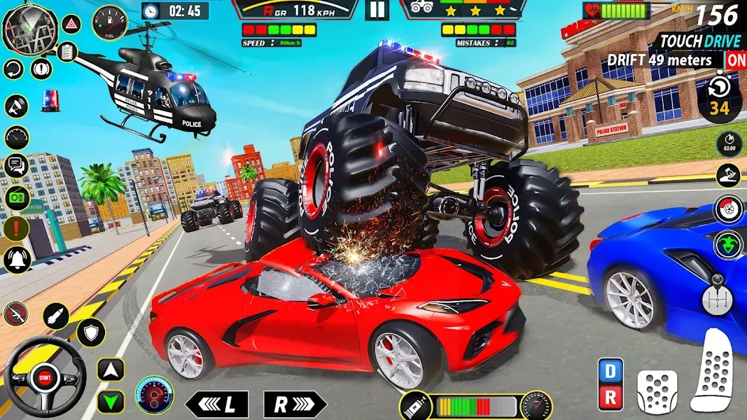 Police Monster Truck Car Games  [МОД Много денег] Screenshot 5