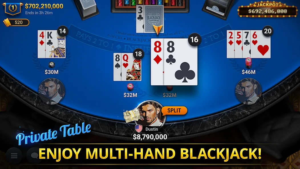 Blackjack Championship (Блэкджек Чемпионат)  [МОД Бесконечные монеты] Screenshot 5