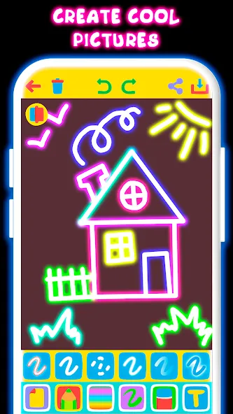 Drawing For Kids - Glow Draw  [МОД Много денег] Screenshot 1