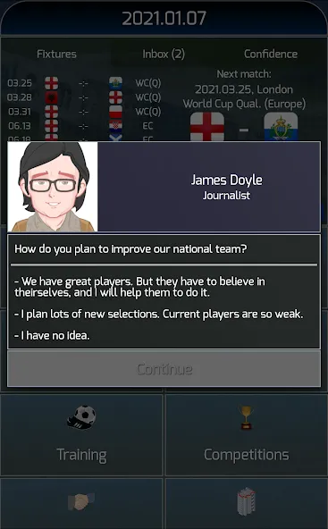 True Football National Manager (Тру Футбол Национальный Менеджер)  [МОД Бесконечные деньги] Screenshot 2