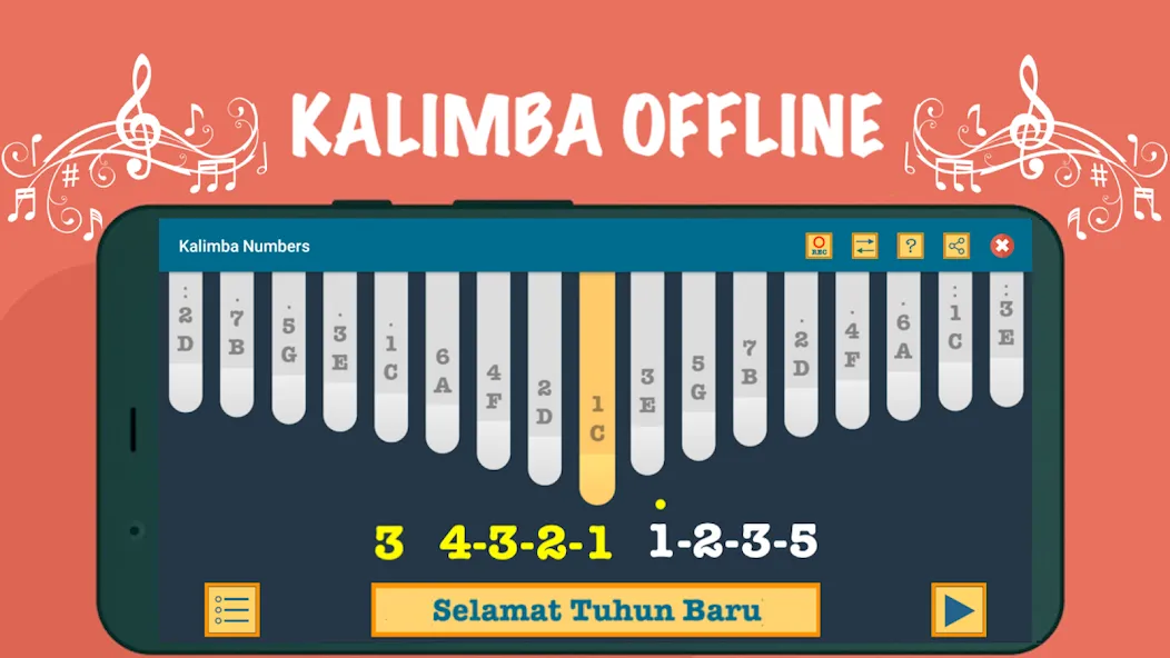 Kalimba App With Songs Numbers (Калимба приложение с песнями и цифрами)  [МОД Unlocked] Screenshot 3